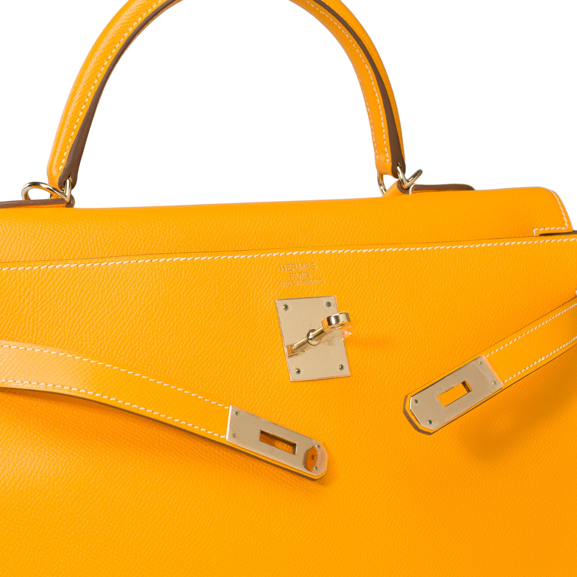 Candy Limited Edition Hermès Kelly 35 handbag strap in Yellow Epsom leather, GHW 3