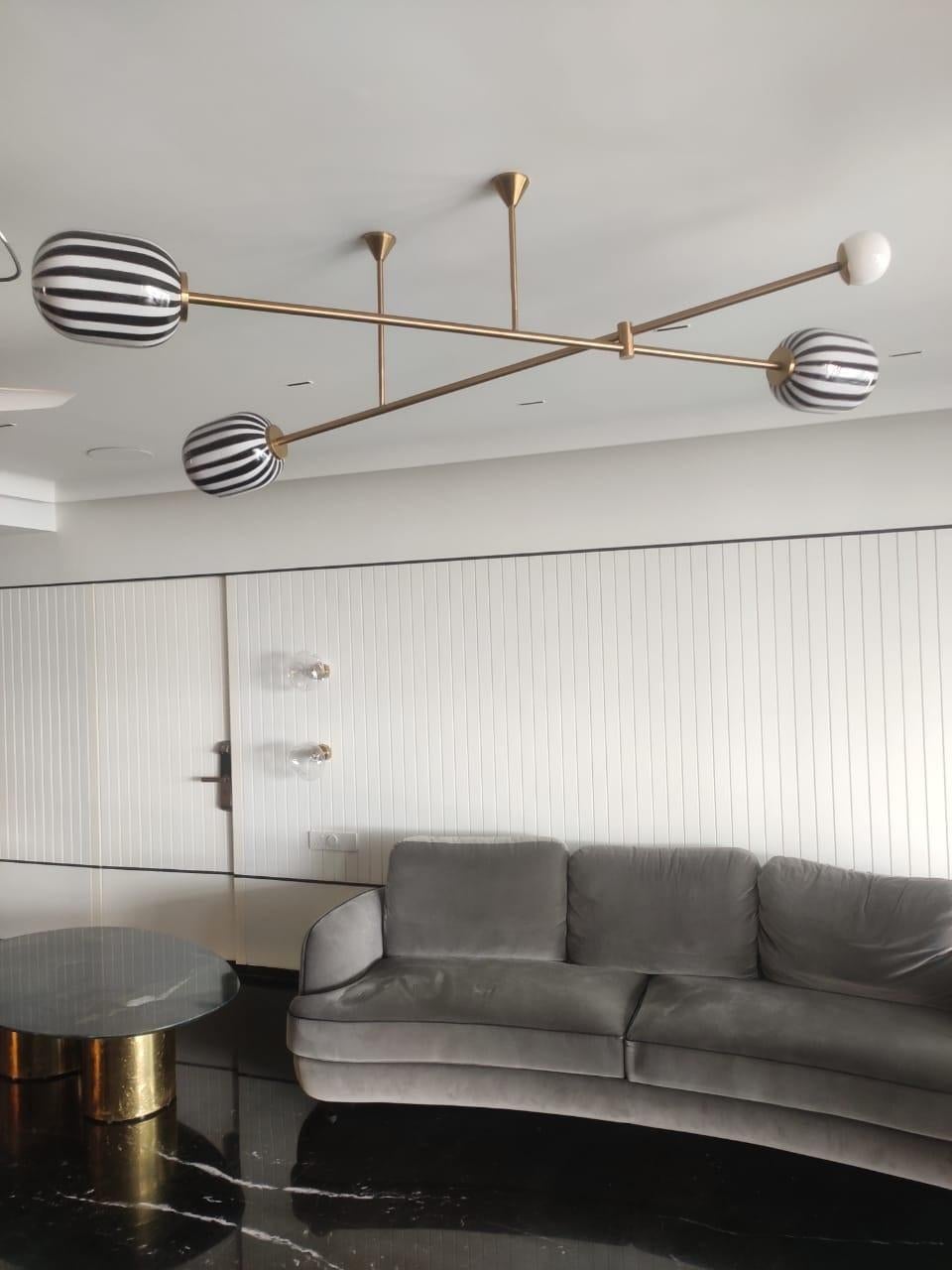 A captivating blend of whimsy and sophistication, this unique fixture combines handblown glass elements with Brass finishes to create a stunning visual centerpiece. Crafted with precision and care, the Bullseye Light features playful candy-inspired