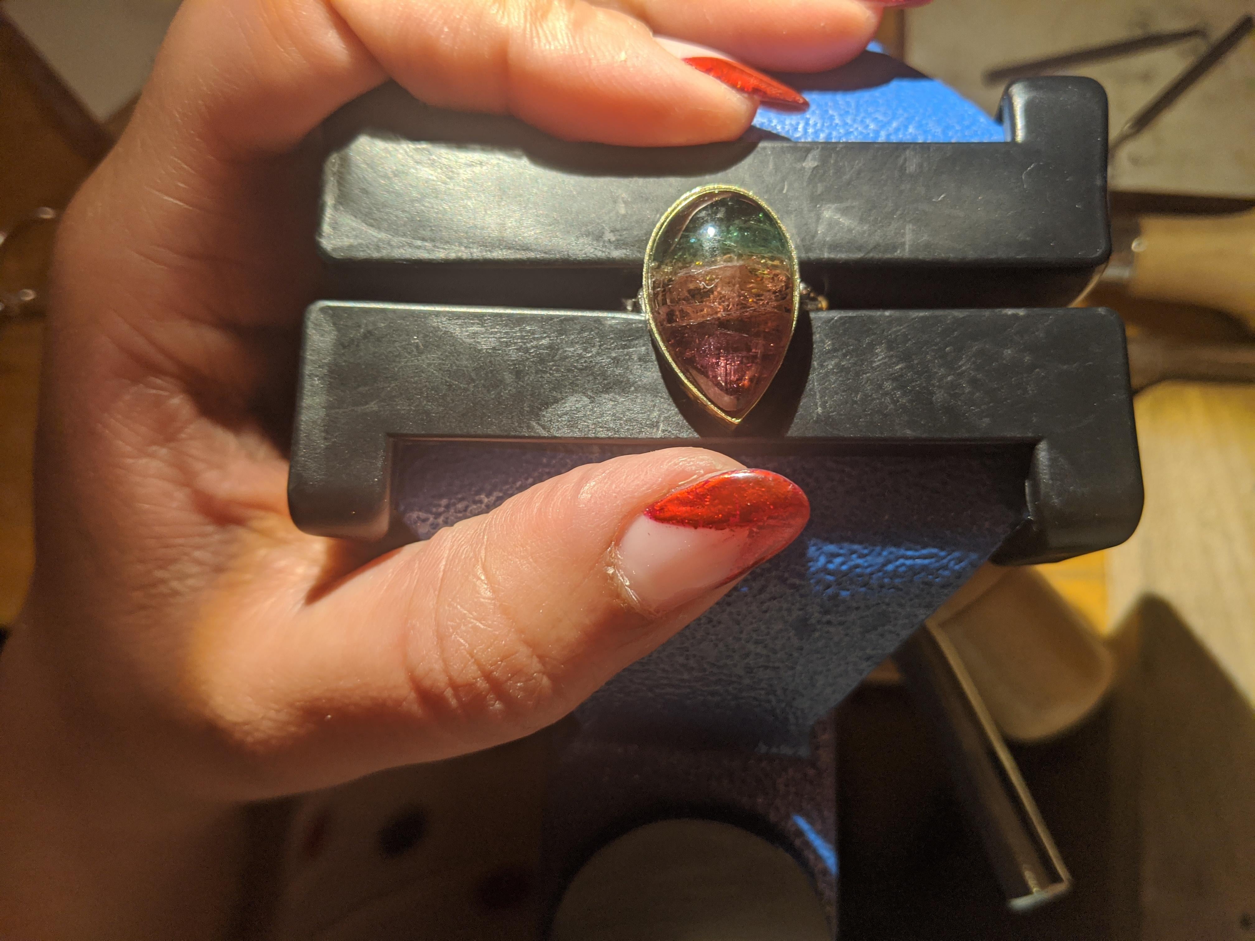 Muticolored Tourmaline Ring In New Condition For Sale In New York, NY