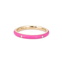 Candy Pink Diamond Ring Sz 6.5 14k Yellow Gold Stacking Band Jewelry