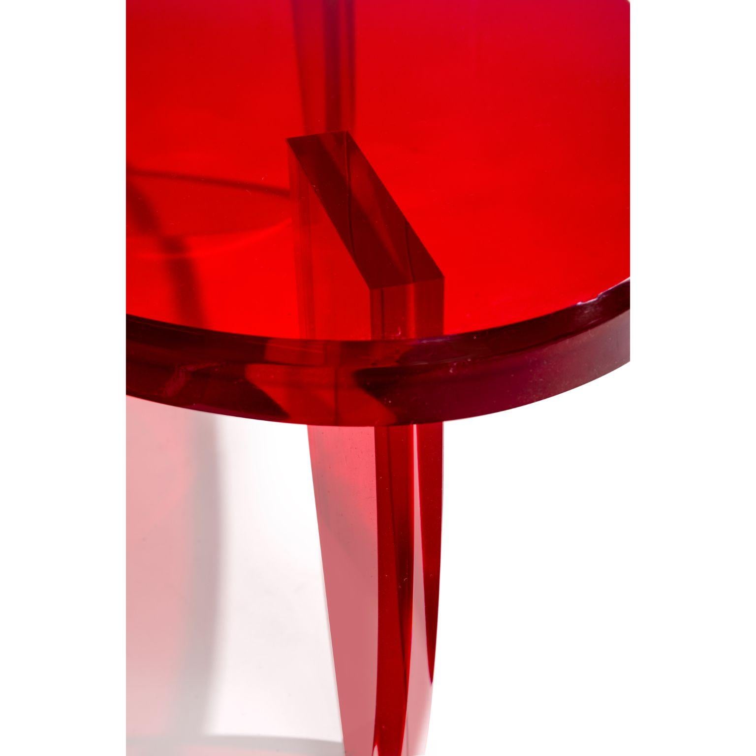 Français Table basse rouge bonbon par Charly Bounan en vente