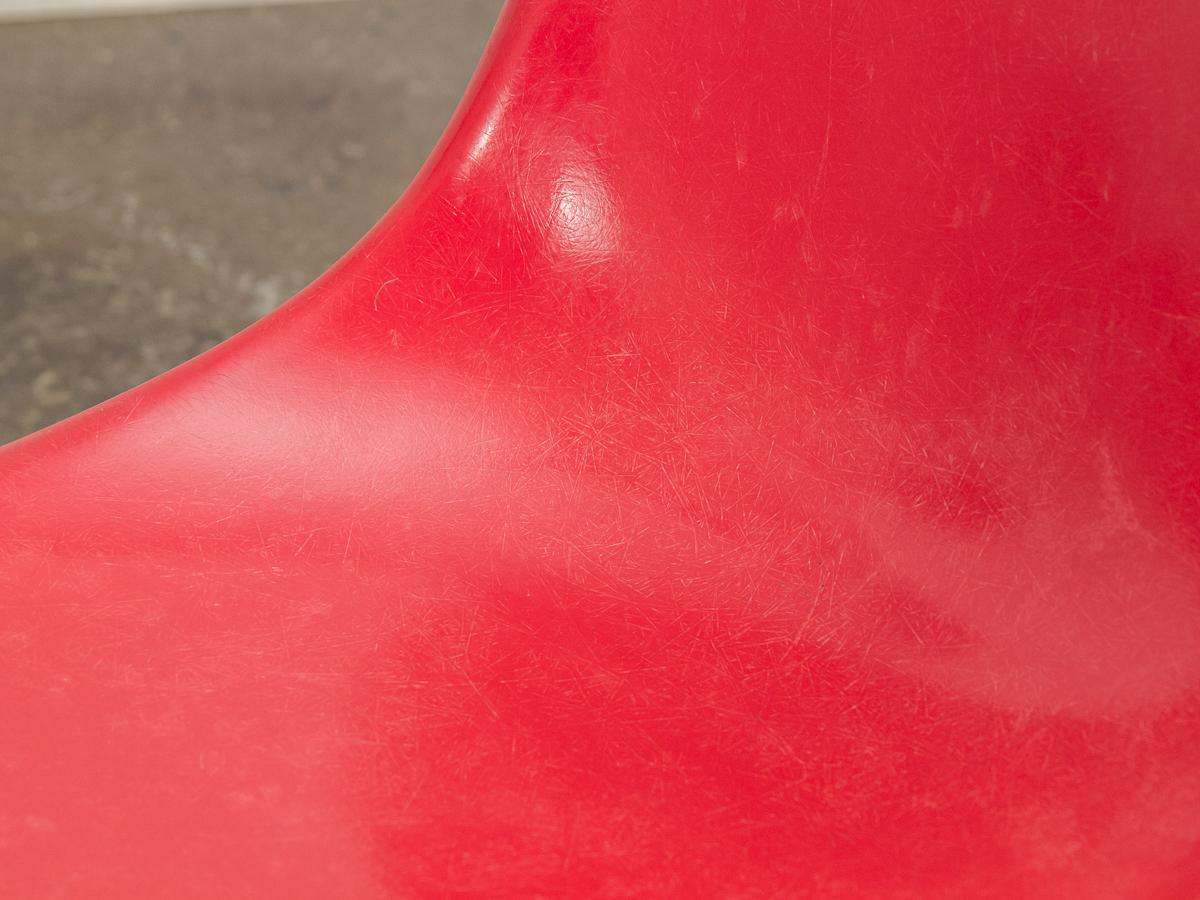 Molded Eames for Herman Miller Crimson Red Fiberglass Shell Chair For Sale