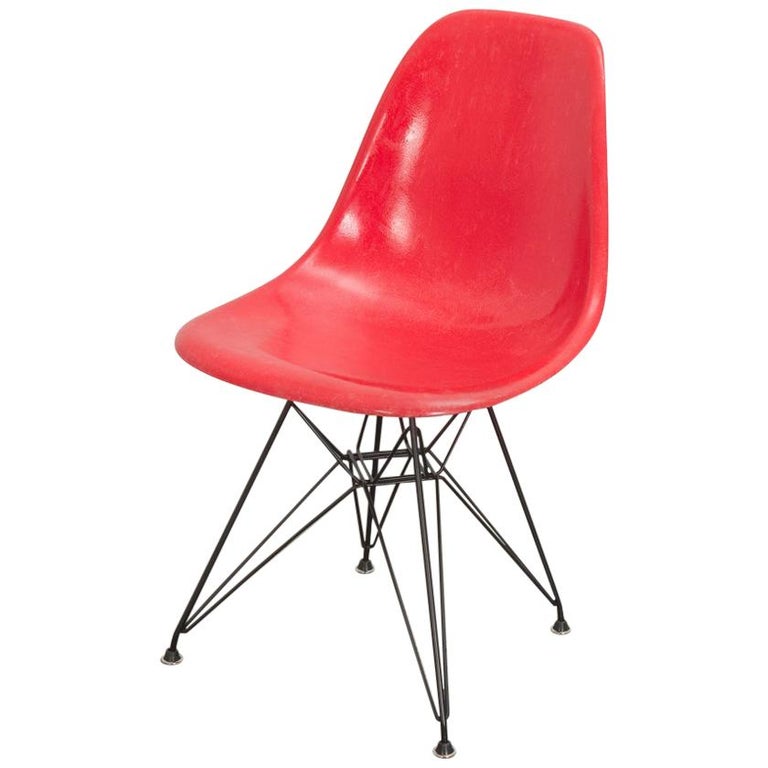 Eames for Herman Miller Crimson Red Fiberglass Shell Chair For 
