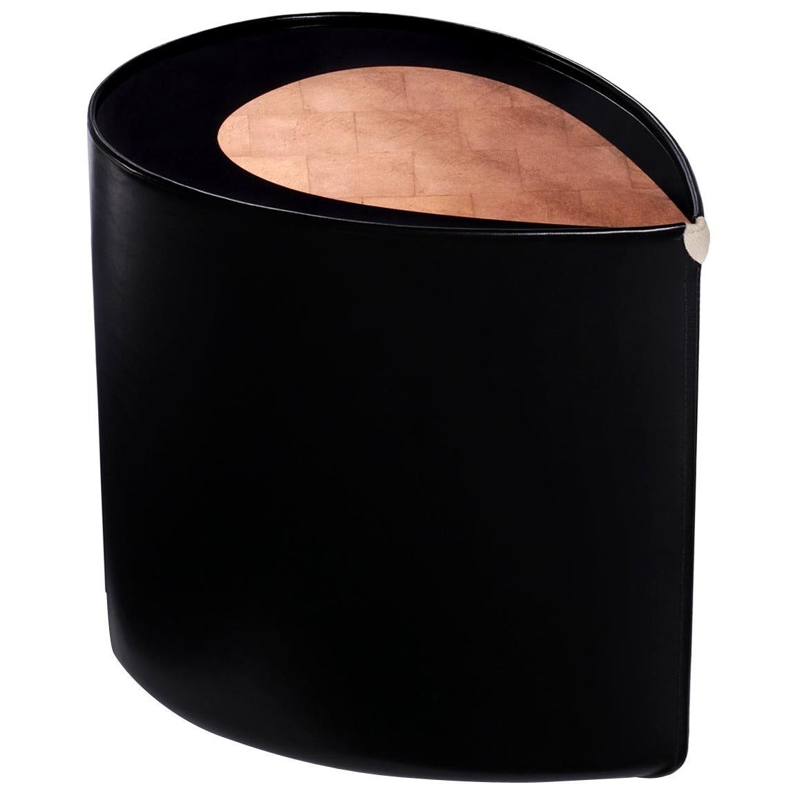 "Candy" Leather and Copper Leaf Side Table by Artist Florian Roeper For