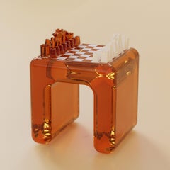 Candy Translucent Amber Resin Chess Table by Luis Gimeno
