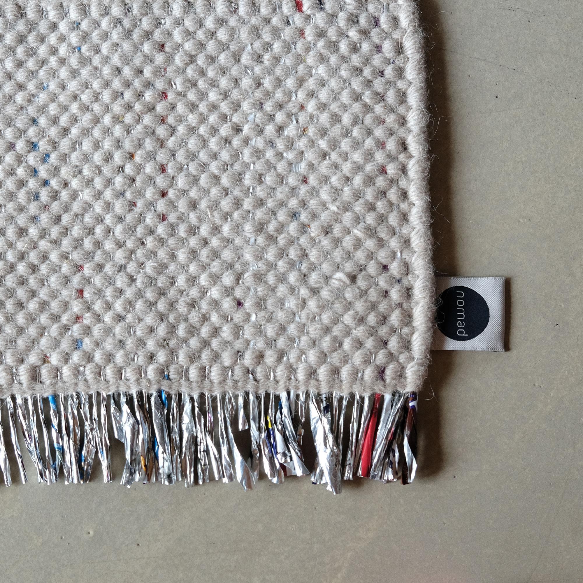 Modern Candy Wrapper Rug_LivingXL_white sand / Award Winning Woven Rug by Jutta Werner For Sale