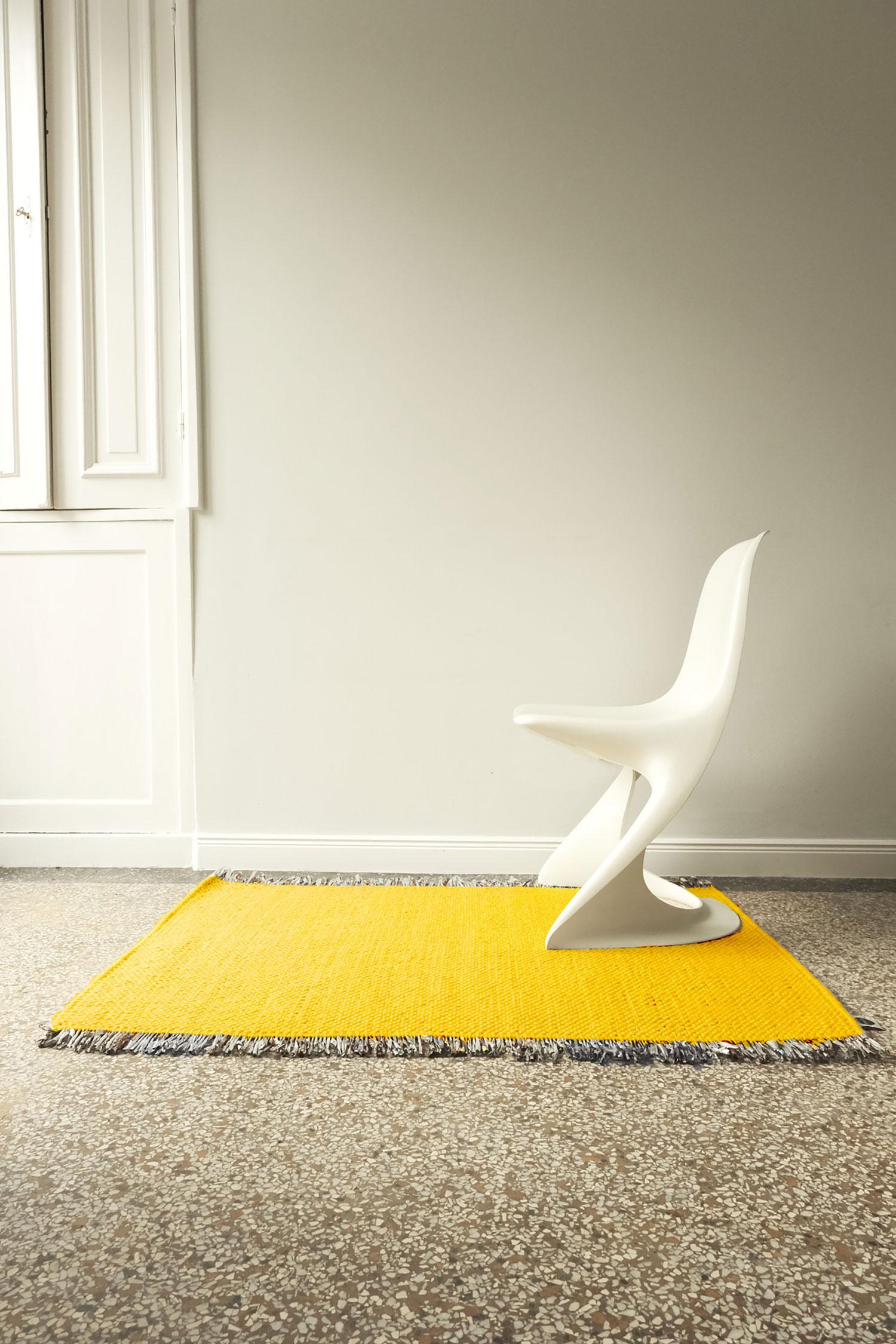 Modern Candy Wrapper Rug_Mini_yellow / Unique Award Winning Woven Rug by Jutta Werner For Sale