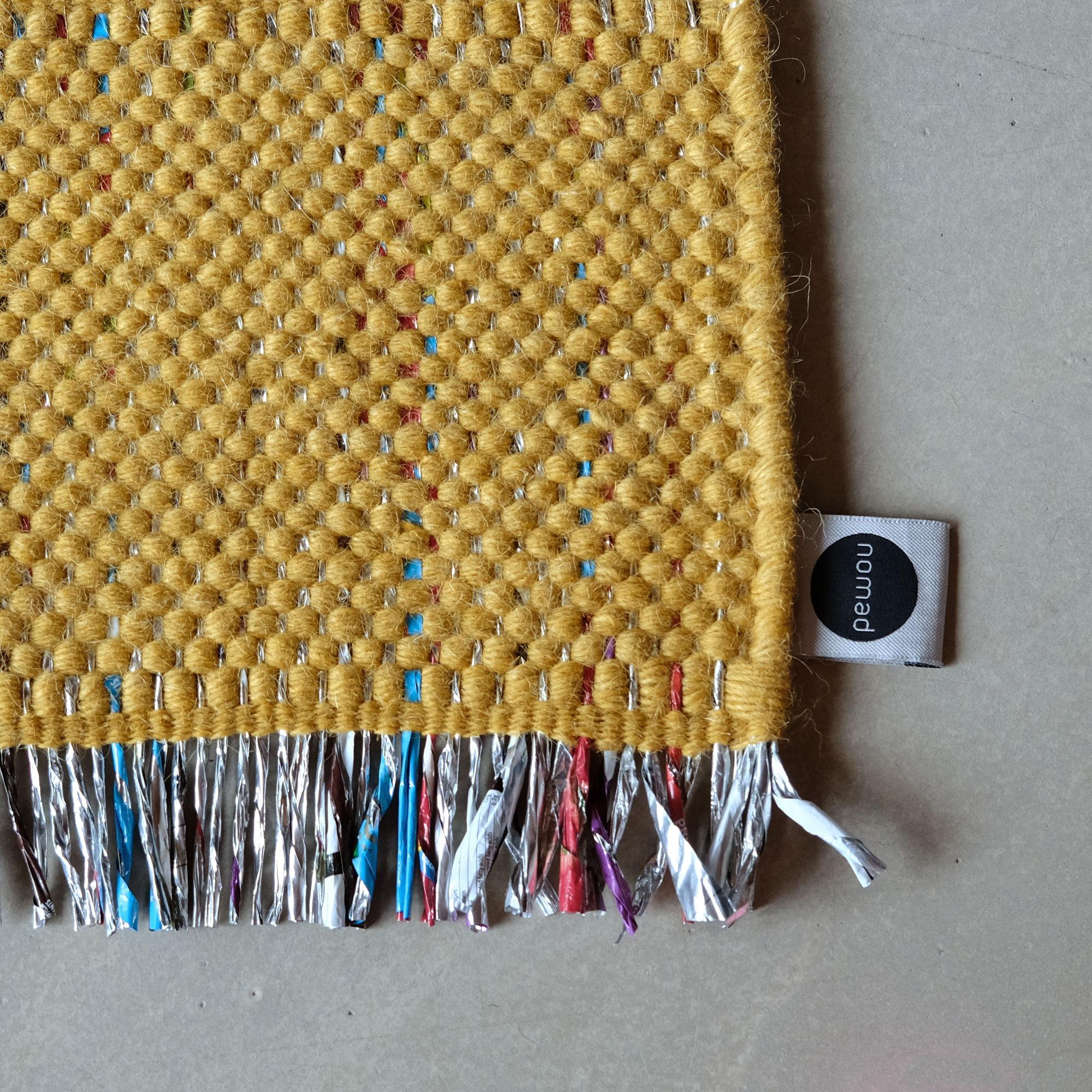 Modern Candy Wrapper Rug_Runner_yellow / Unique Award Winning Woven Rug by Jutta Werner For Sale