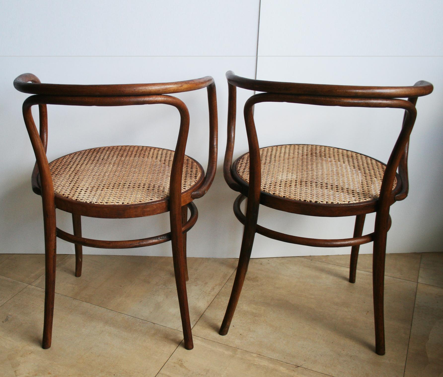 Stühle aus Rohr und Bugholz nach Thonet 209:: 1940er Jahre (Tschechisch)