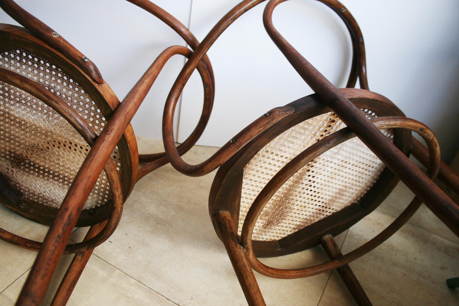 Stühle aus Rohr und Bugholz nach Thonet 209:: 1940er Jahre 1