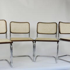 Cane and Chrome Cantilever Chair, Set of 4, 1970s