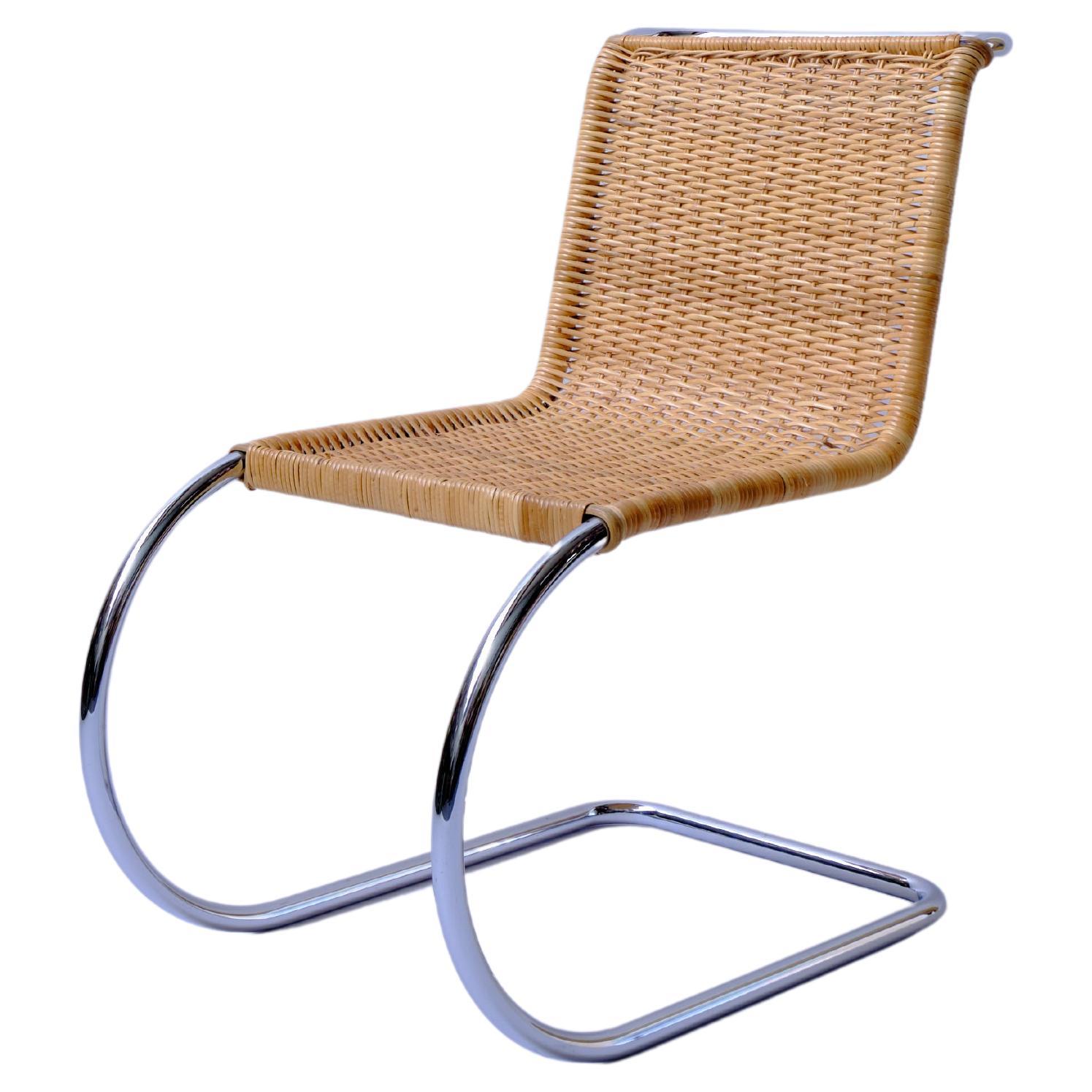 Cane and Chrome MR10 Cantilever Chairs by Mies Van Der Rohe, Knoll 1970s reissue For Sale