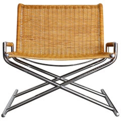 Cane and Chrome Plated Steel "Sled" Chair, USA, 1966