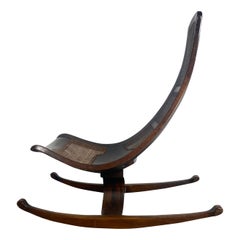 Cane and Exotic Wood Brazilian Rocking Chair
