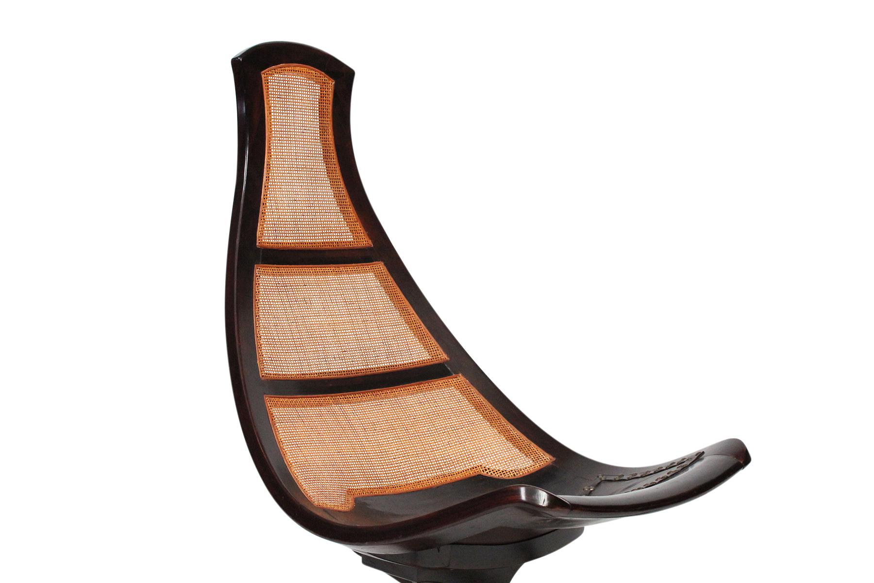 Brazilian Cane and Exotic Wood Rocking Chair