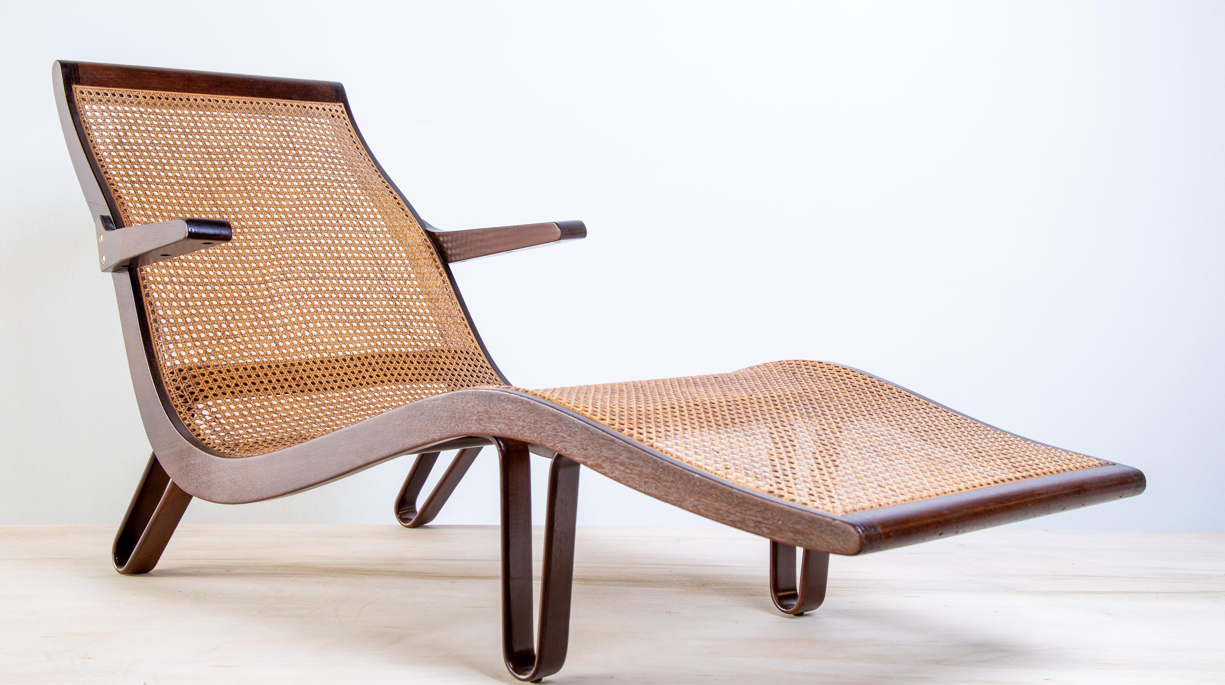 Cane and Mahogany Chaise lounge designed by Edward Wormley for Dunbar  6