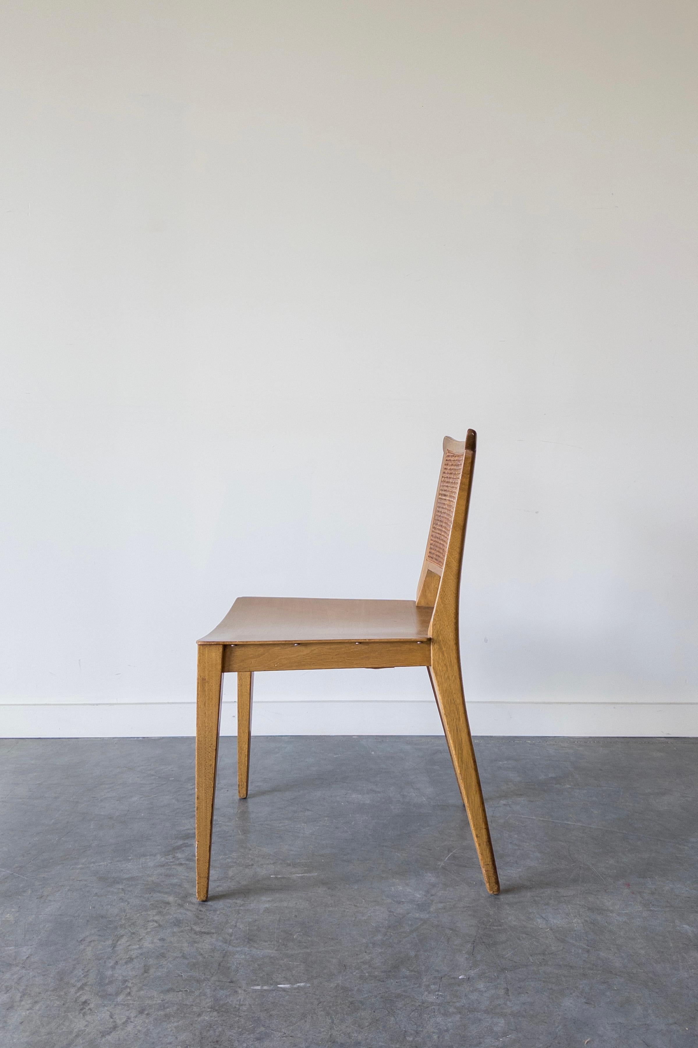 Mid-Century moderno Sedia da pranzo in canna e mogano di Edward Wormley per Dunbar in vendita