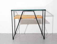 Cane and Steel Side Table by Salterini