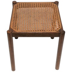 Cane and Wood Side or End Table
