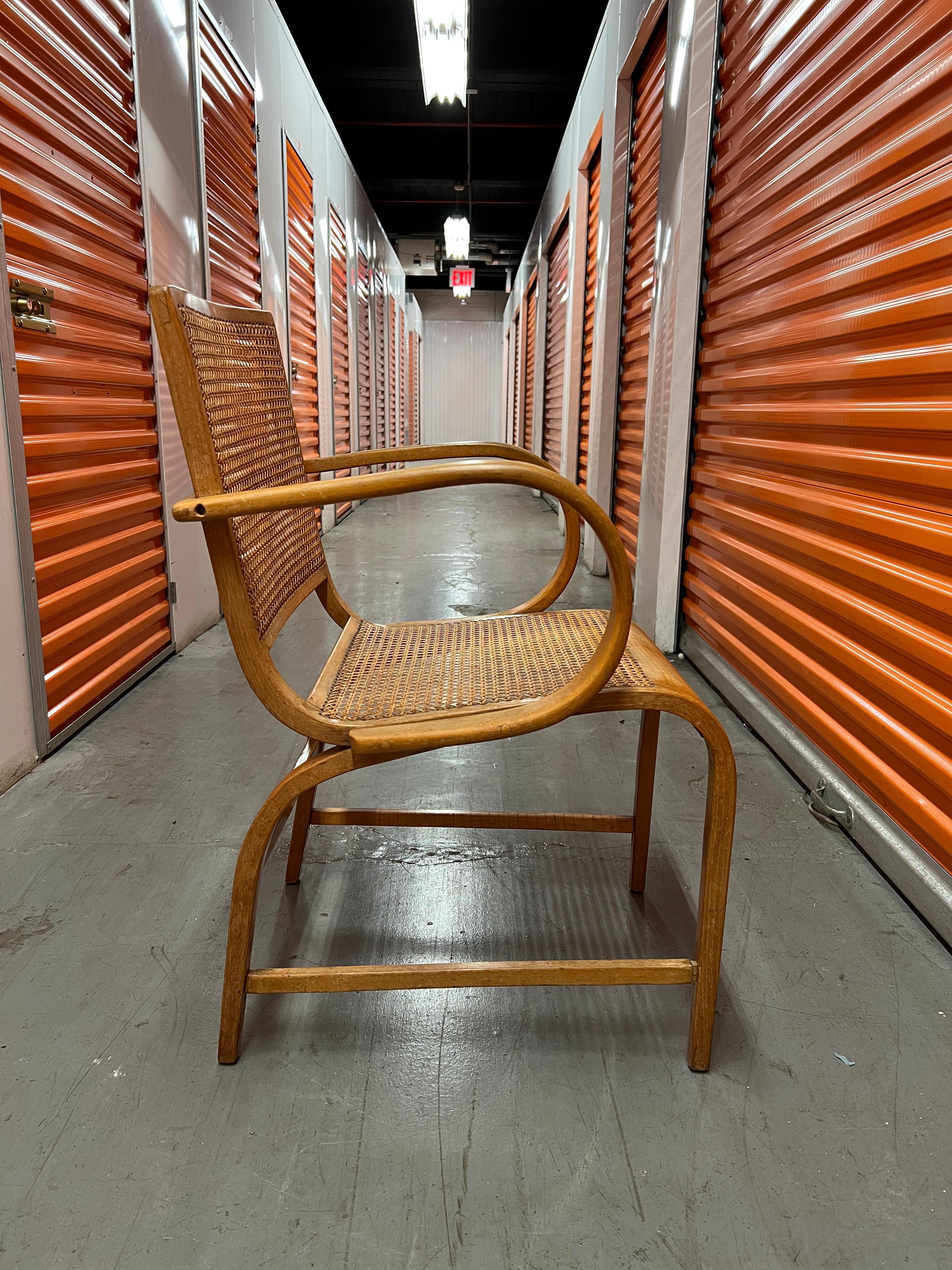 Mid-20th Century Cane Armchair Attributed to Erich Dieckmann
