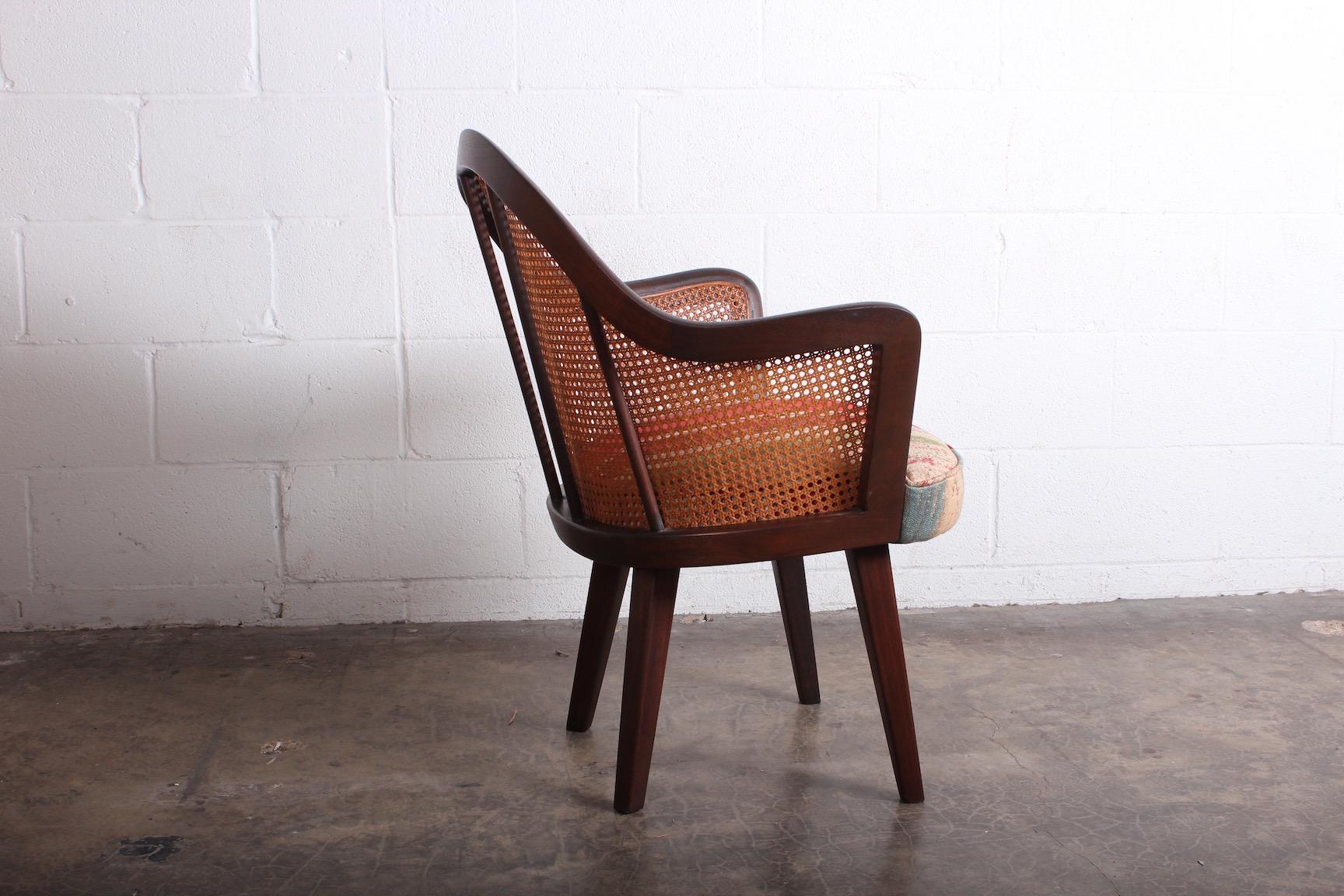 Mahogany Cane Armchair Attributed to Harvey Probber For Sale