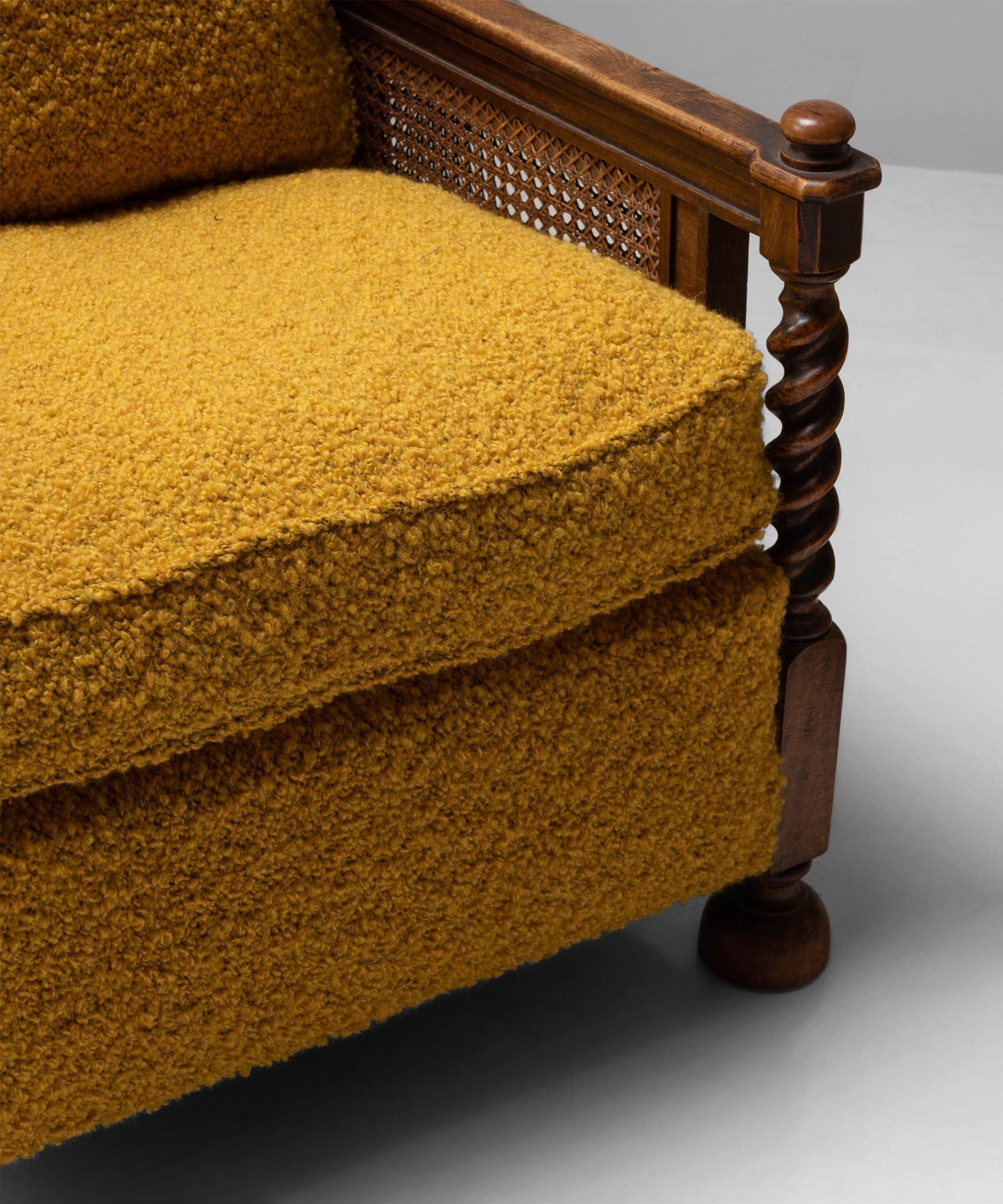 Cane Armchairs in Textured Wool Blend by Pierre Frey 1