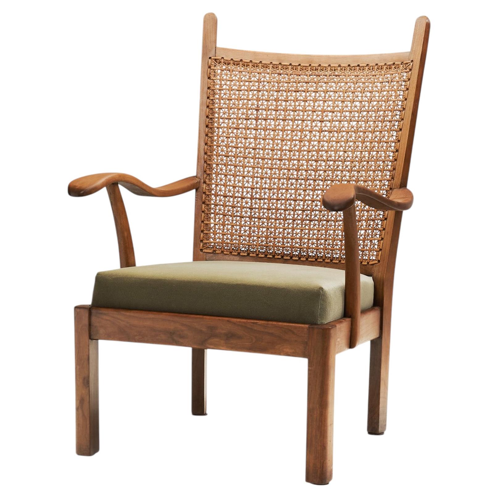 Cane Back Armchair by Bas van Pelt (Attr.), The Netherlands, 1940s