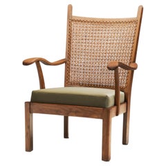 Sessel mit Rückenlehne aus Rattan, von Bas Van Pelt (zugeschrieben), Niederlande, 1940er Jahre