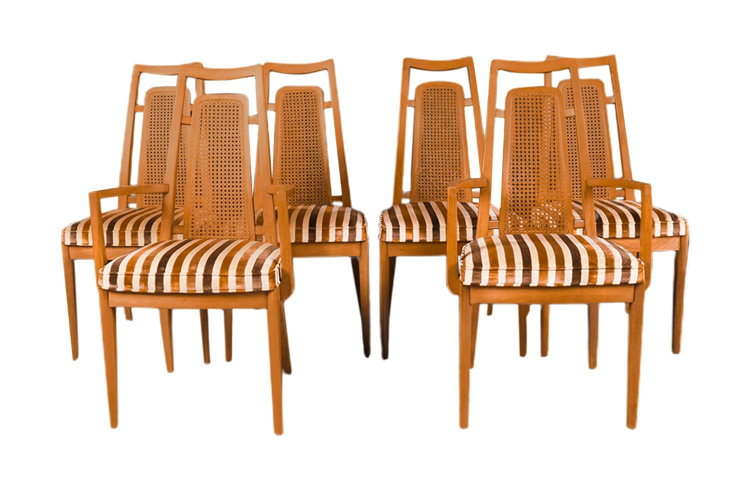 American Cane Back Dining Chairs Drexel Mid-Century Modern