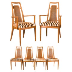 Vintage Cane Back Dining Chairs Drexel Mid-Century Modern