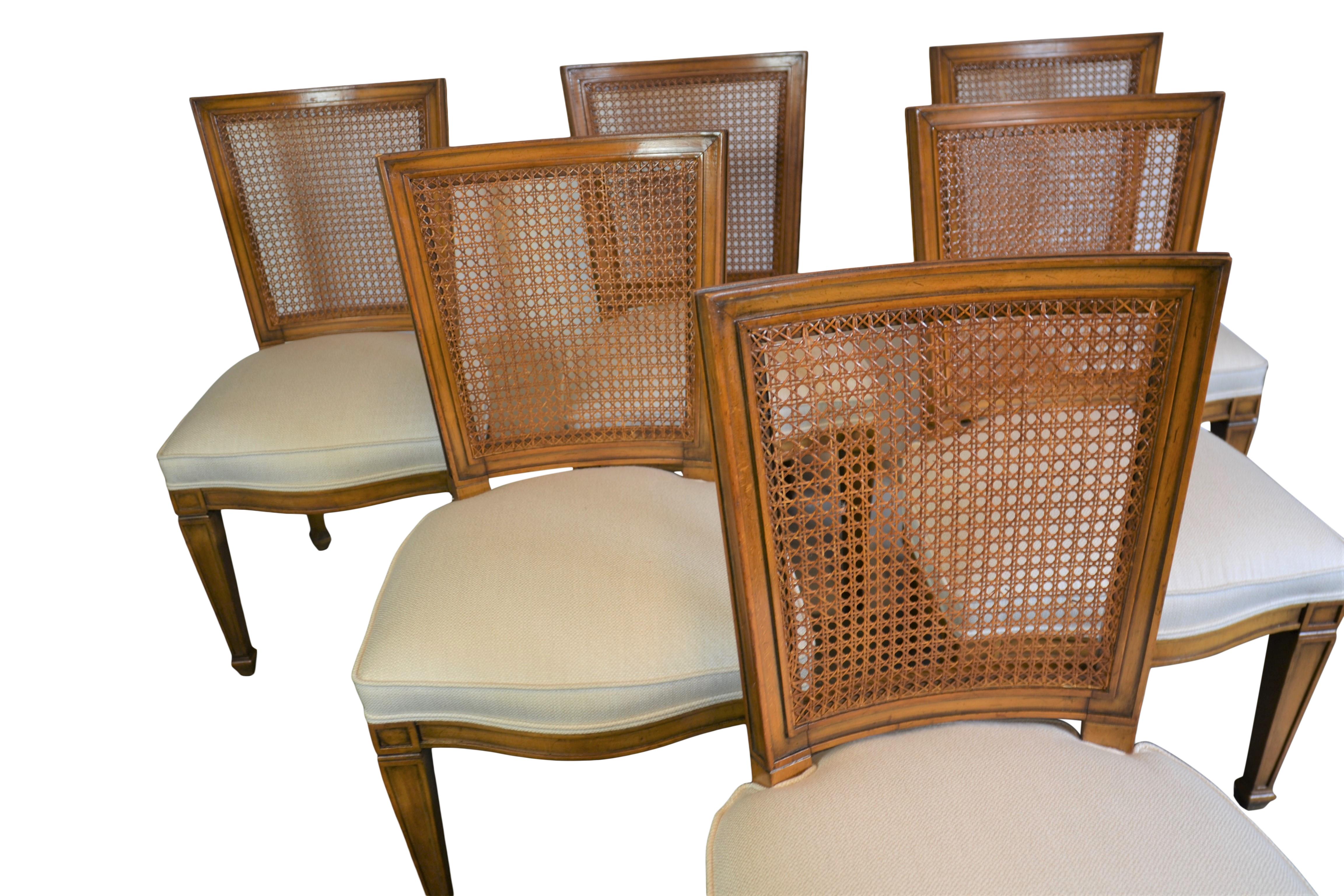 Mid-20th Century Cane Back Dining Chairs Set of 6