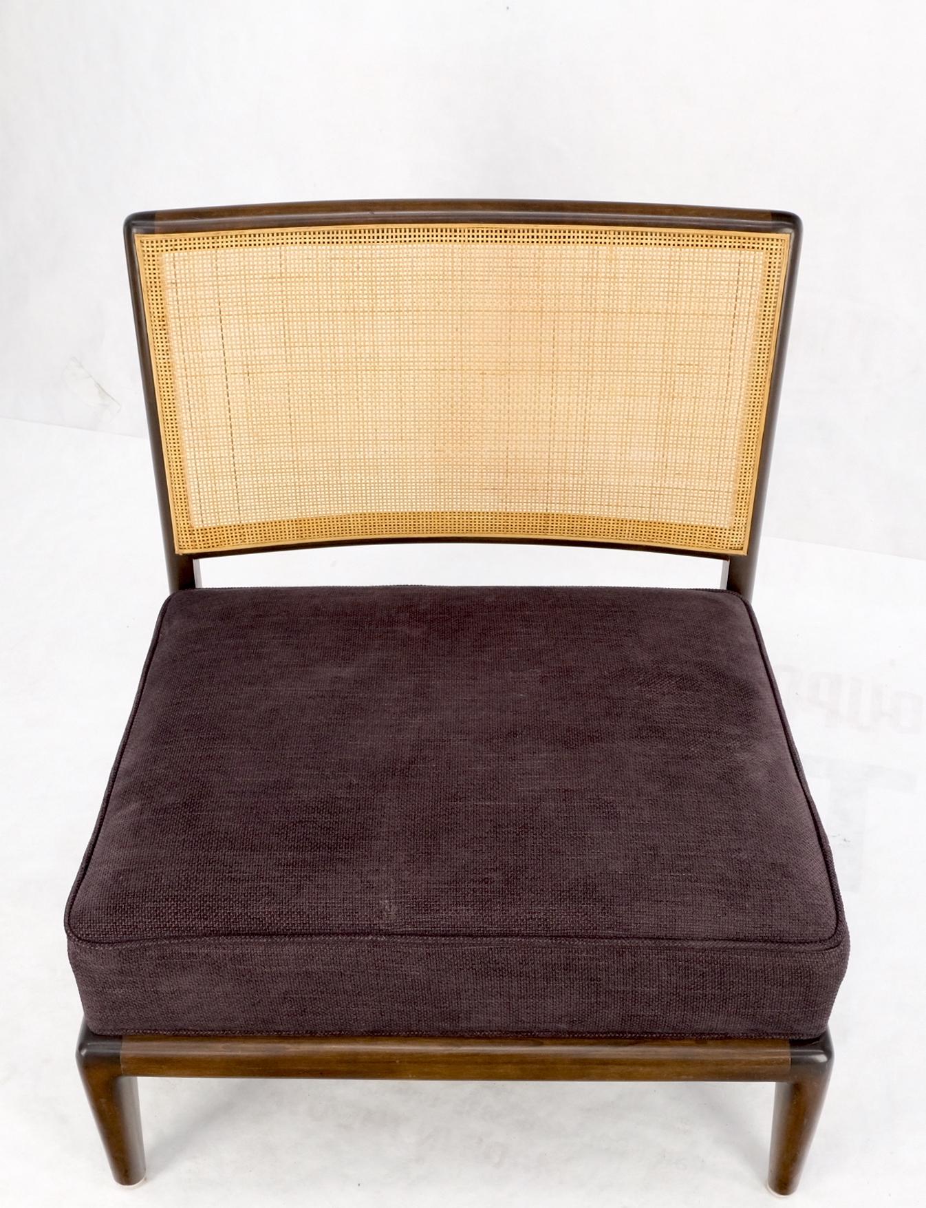 Cane Back Walnut Frame Wide Seat Slipper Lounge Chair 5