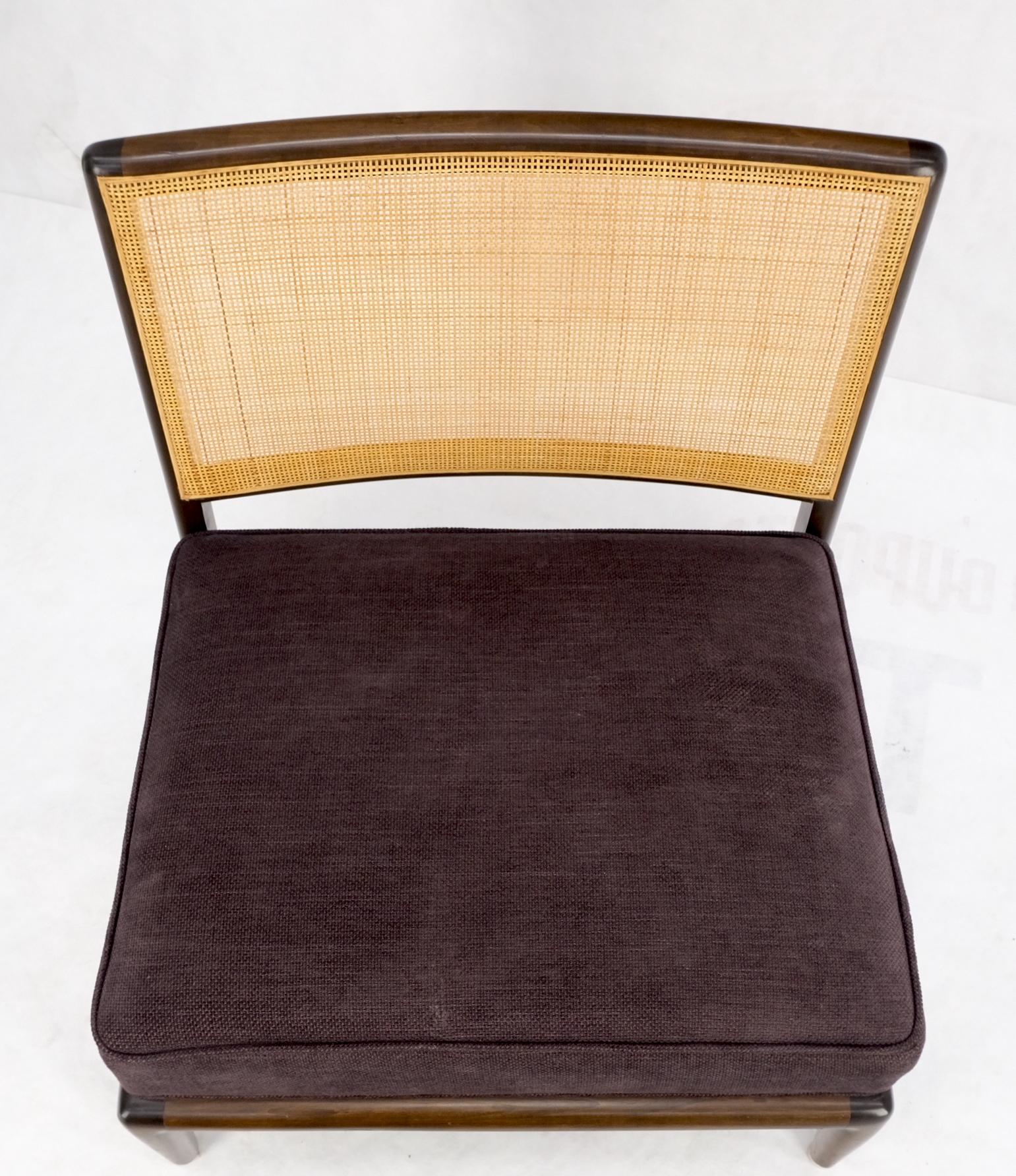 Cane Back Walnut Frame Wide Seat Slipper Lounge Chair 6