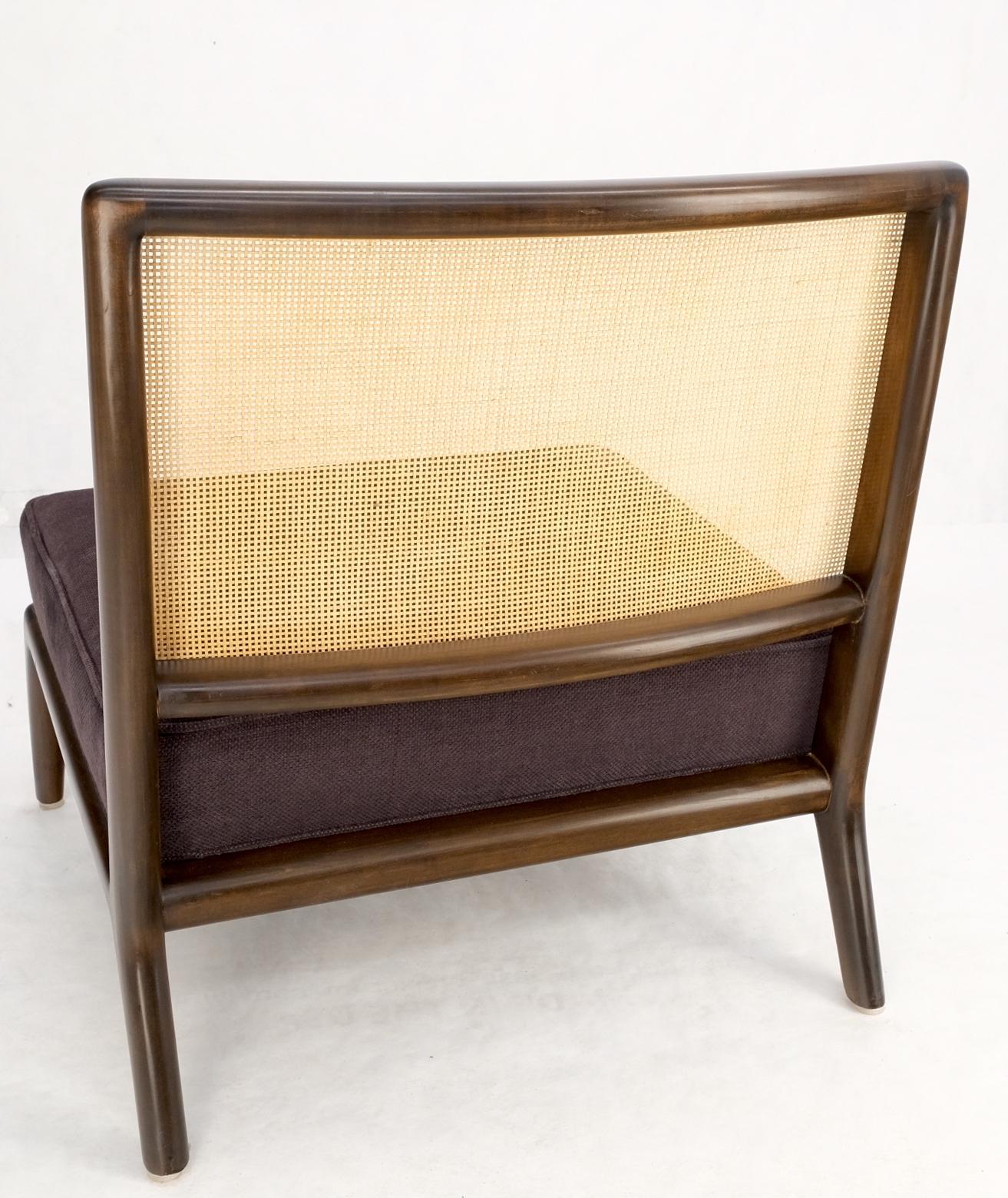 Cane Back Walnut Frame Wide Seat Slipper Lounge Chair 9