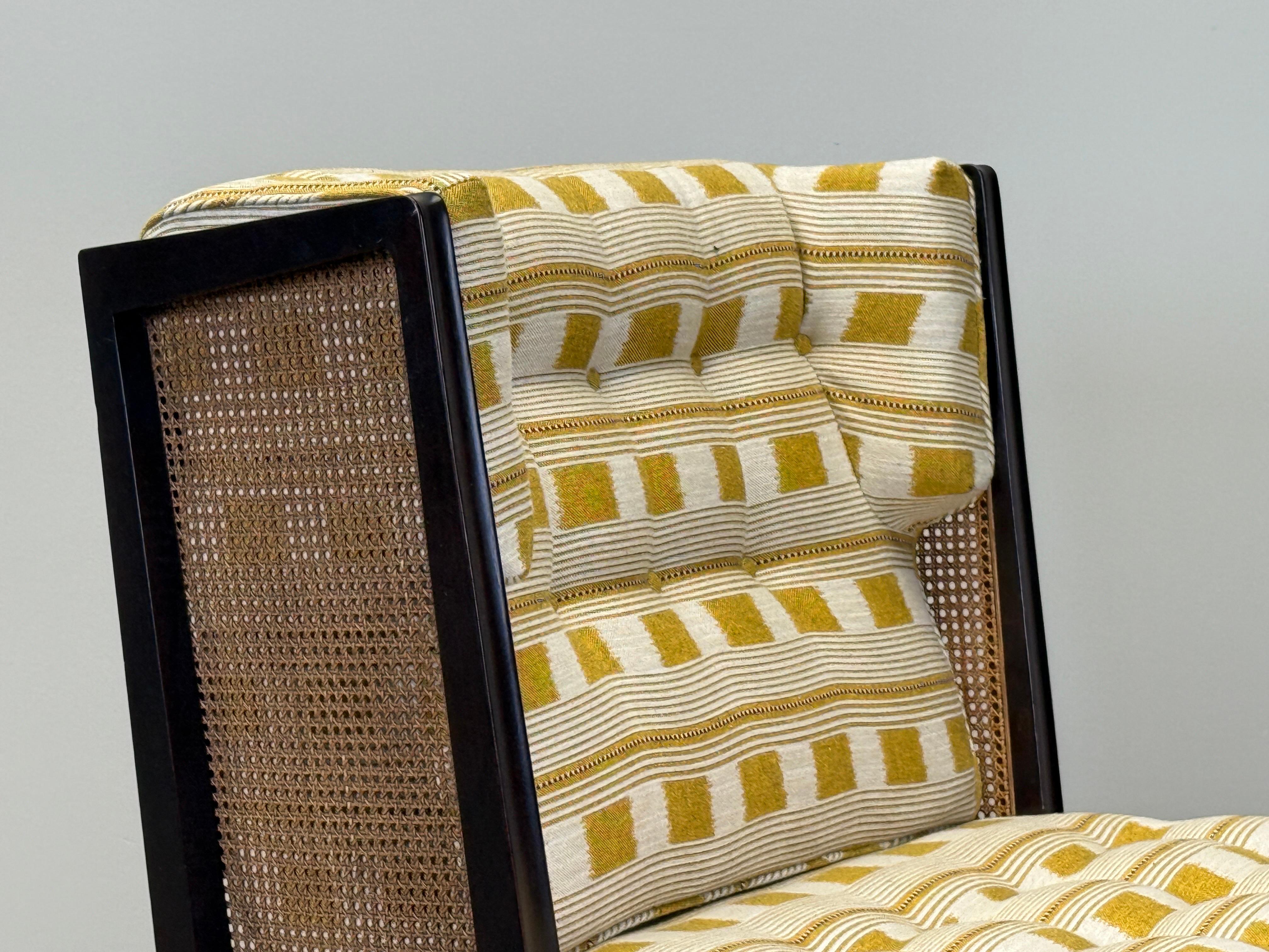 Sillón de orejas con respaldo de caña de Edward Wormley para Dunbar mediados del siglo XX en venta