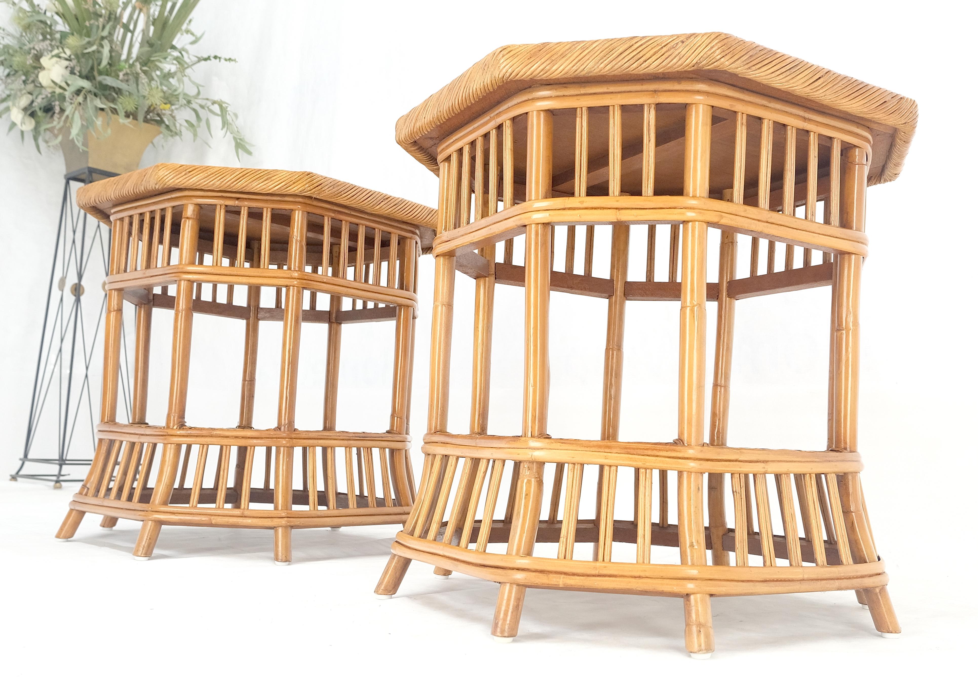 Table d'appoint en bambou rotin octogonale à 2 étages avec lampe d'appoint MINT en vente 4