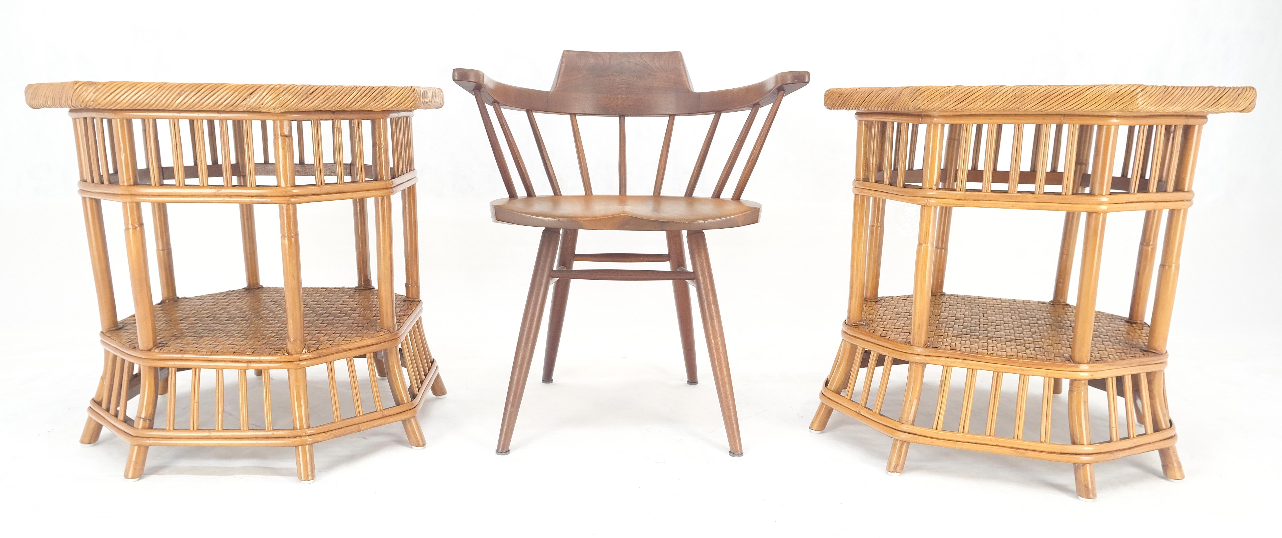 Table d'appoint en bambou rotin octogonale à 2 étages avec lampe d'appoint MINT en vente 6