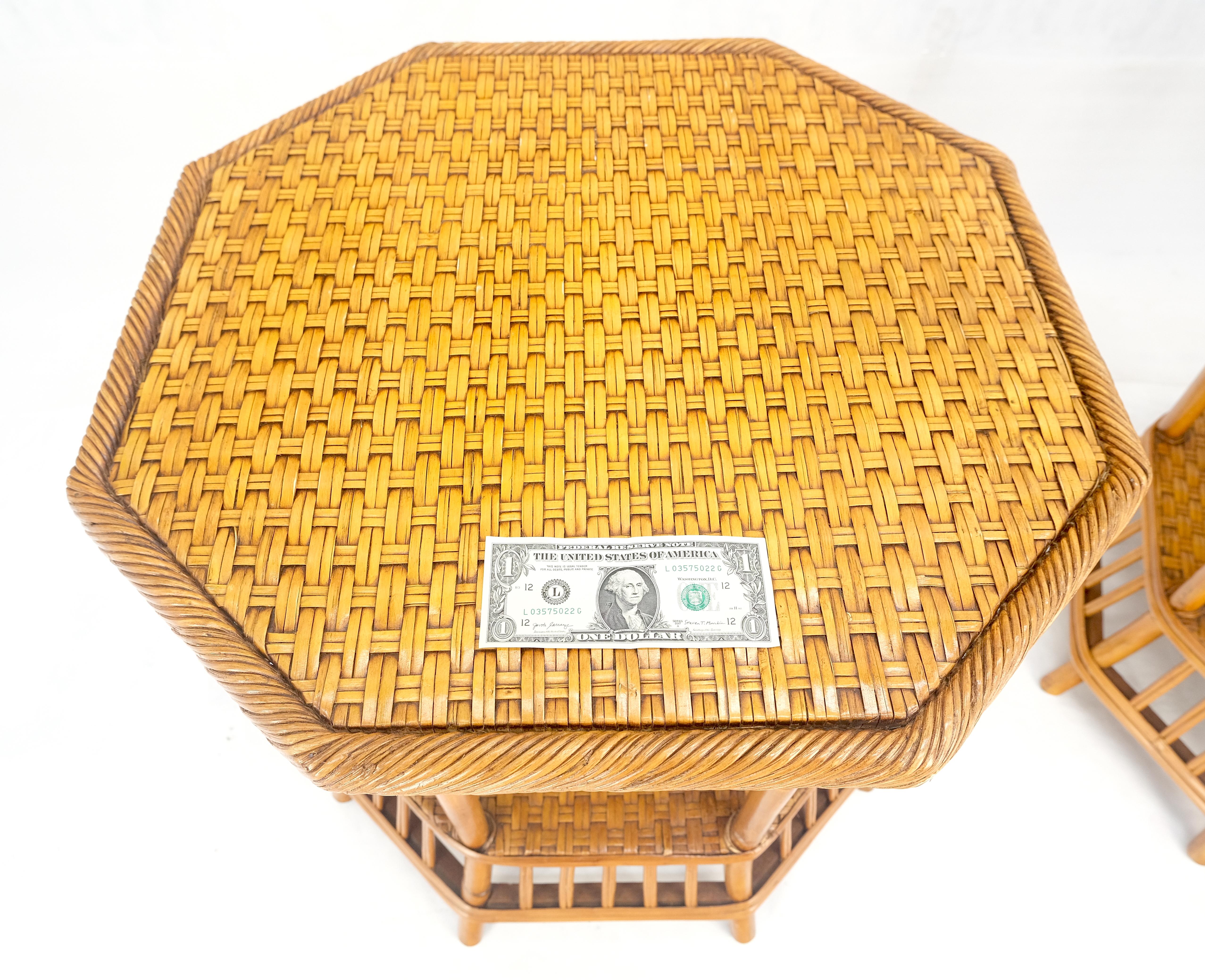 Table d'appoint en bambou rotin octogonale à 2 étages avec lampe d'appoint MINT en vente 7