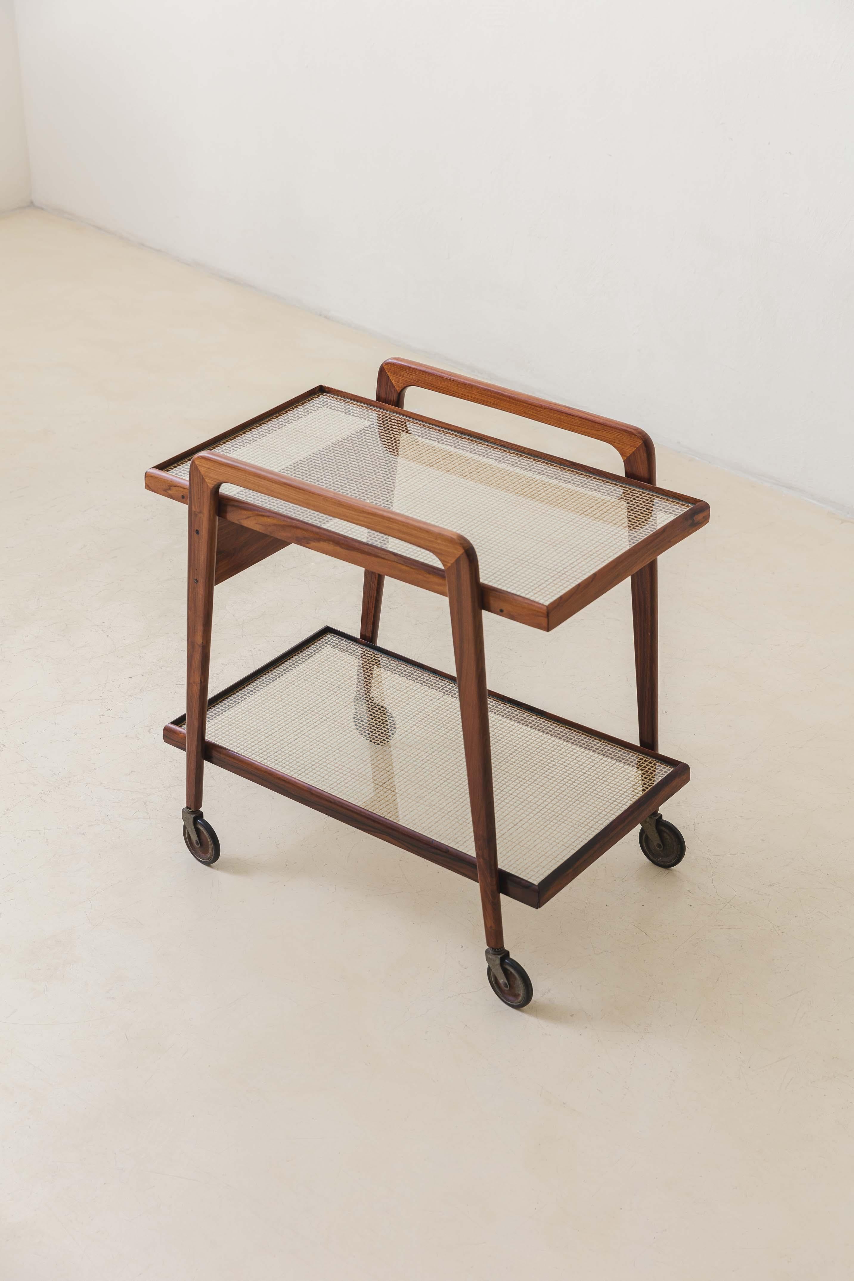 Mid-20th Century Cane Bar Cart by Carlo Hauner and Martin Eisler, 1950s, Forma S.A., Brazil For Sale