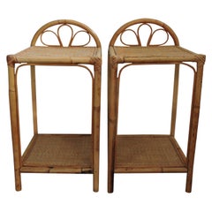 Cane Bedside Tables, 1960s, Set of 2