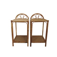 Cane Bedside Tables, 1960s, Set of 2