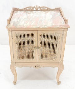 Cane Doors Compartment Marble Top Gallery Country French Night Stand End Table