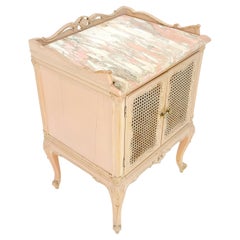 Cane Puertas Compartimento Tapa Mármol Galería Country French Mesita de Noche Mesa Auxiliar