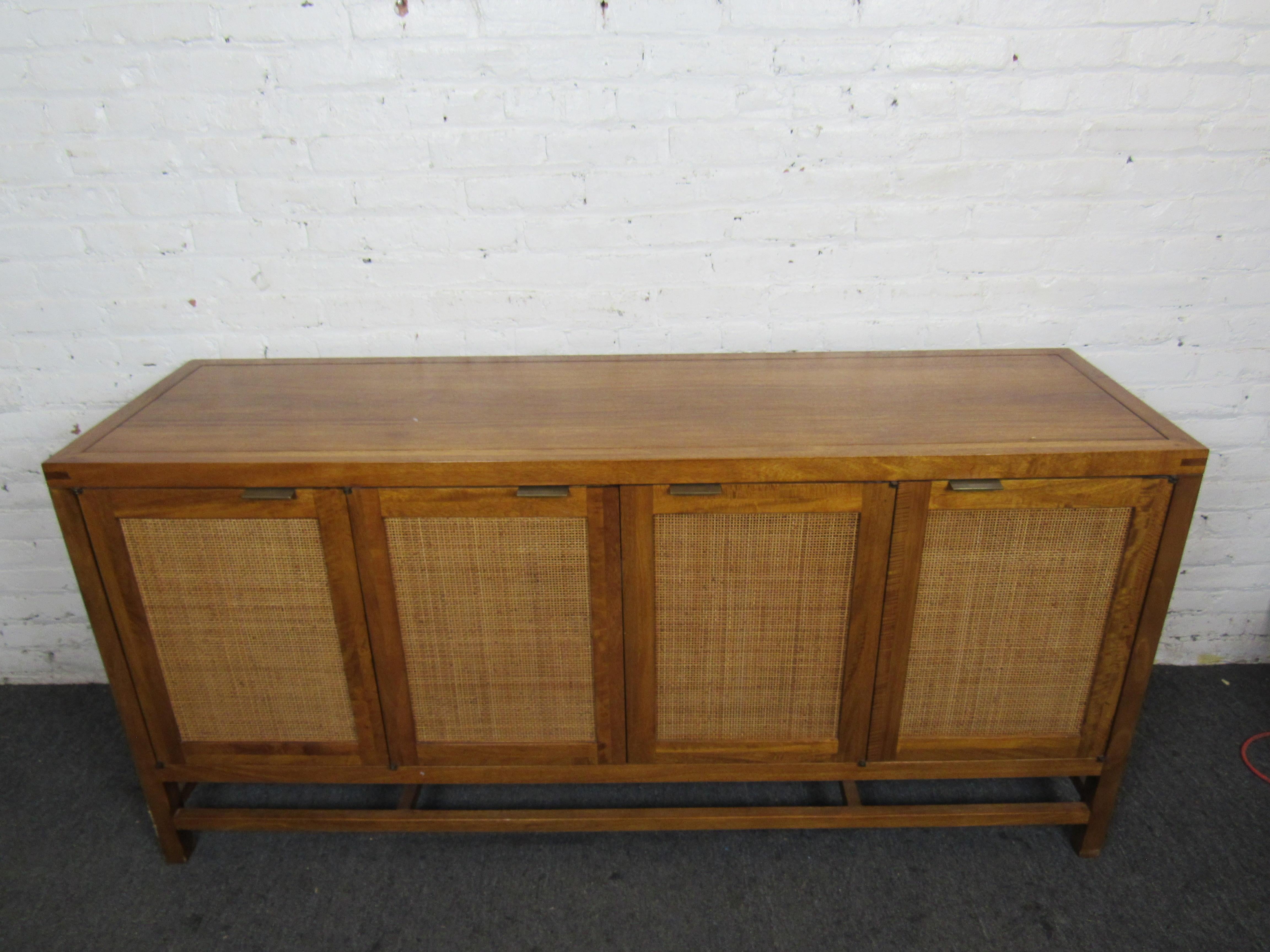 Mid-Century Modern Cane Front Long Cabinet