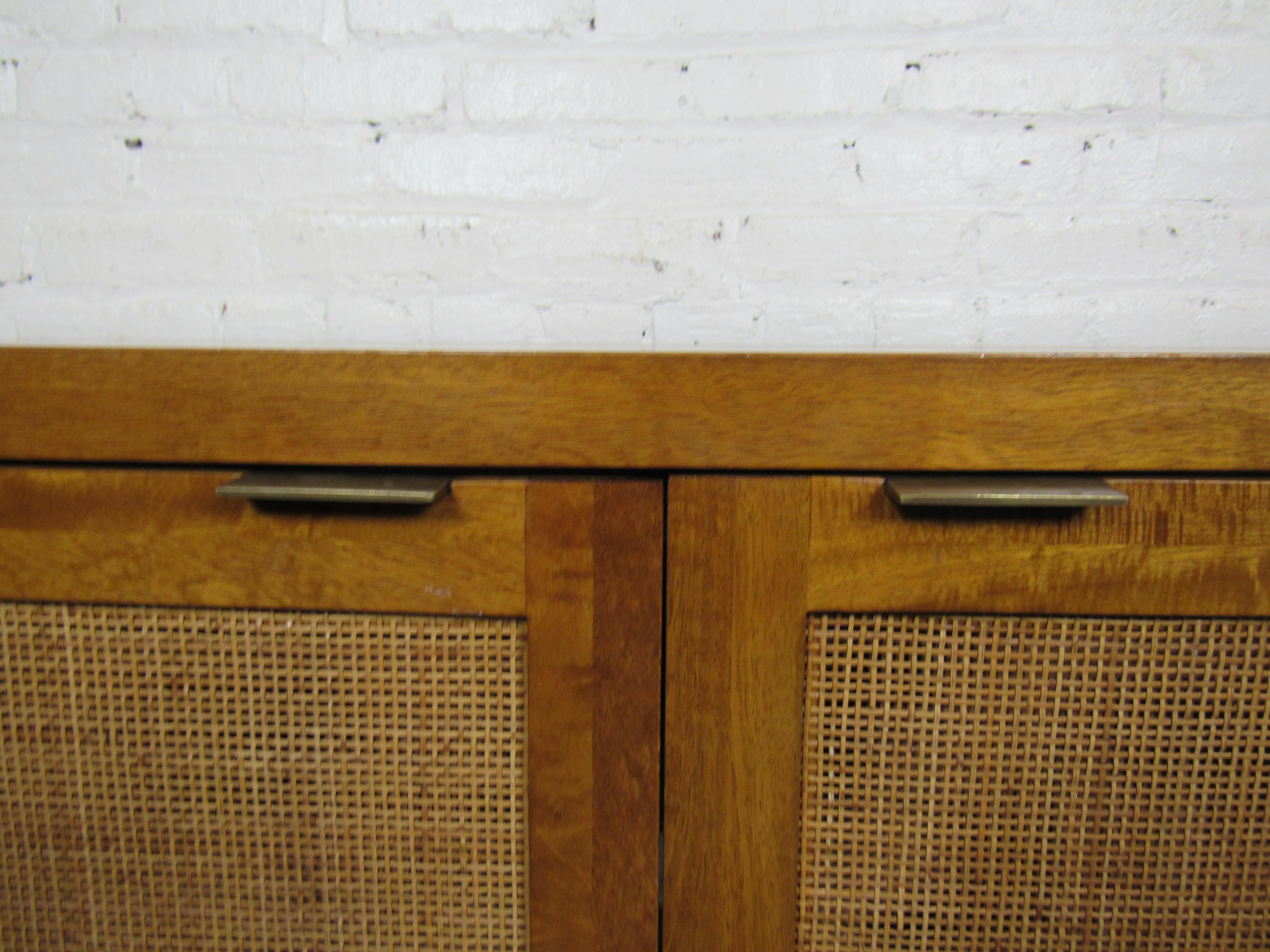 Woven Cane Front Long Cabinet