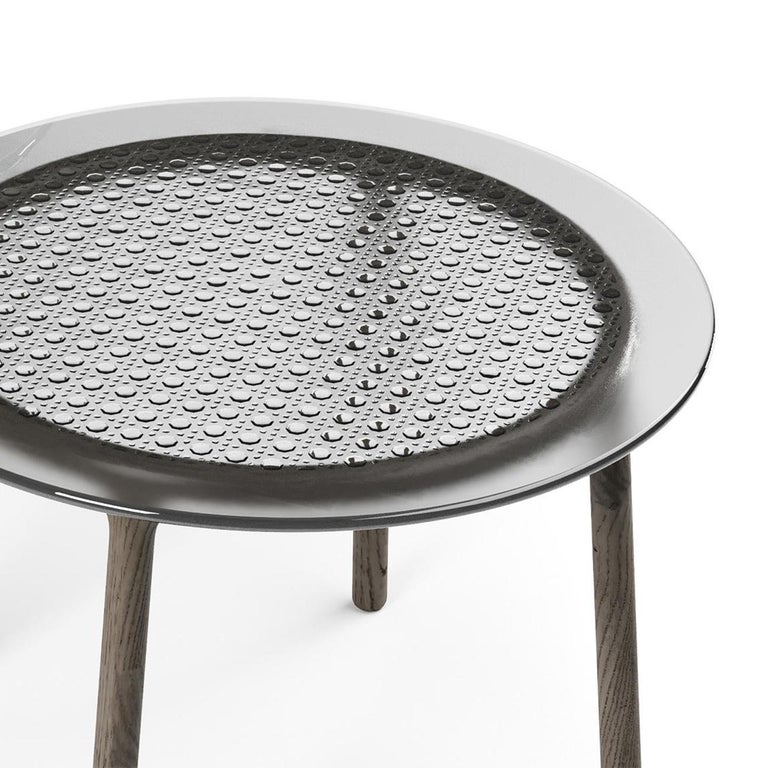 Cane Glass Smoke SIde Table For Sale at 1stDibs