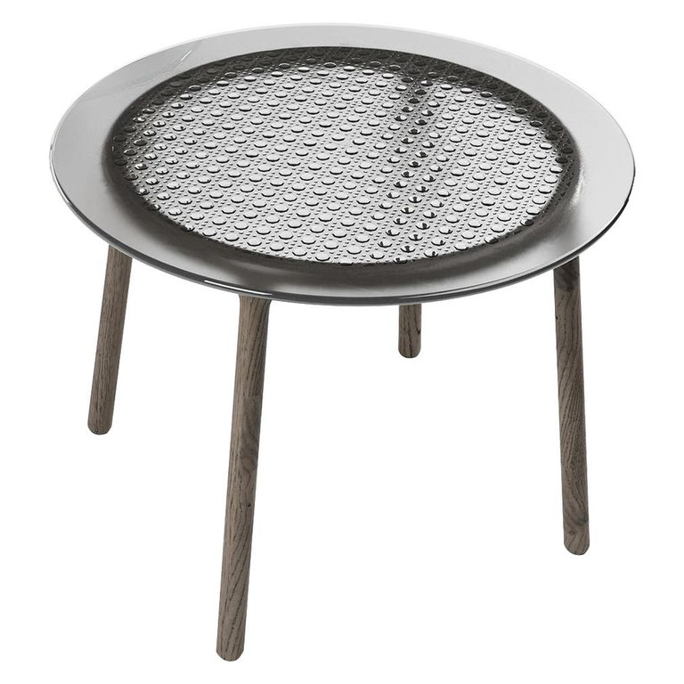 Cane Glass Smoke SIde Table For Sale at 1stDibs