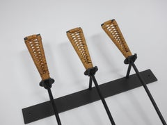 Cane handled fireplace tools by Raymor