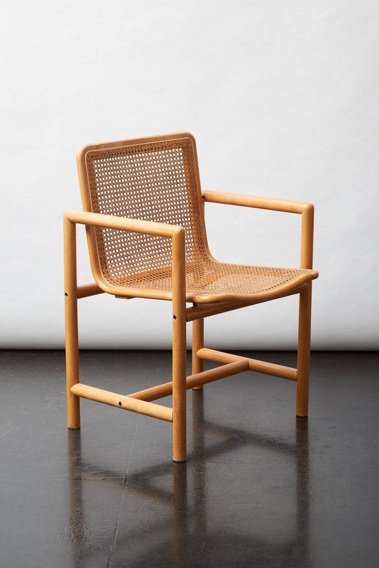 Cane lounge chair designed by Slovenian designer Branko Uršic for Stol Kamnik,1980.
In 1980 Branko Uršic designed furniture from a laminated beechwood for the furniture factory Stol. Due to technological limitations with the process of pressing