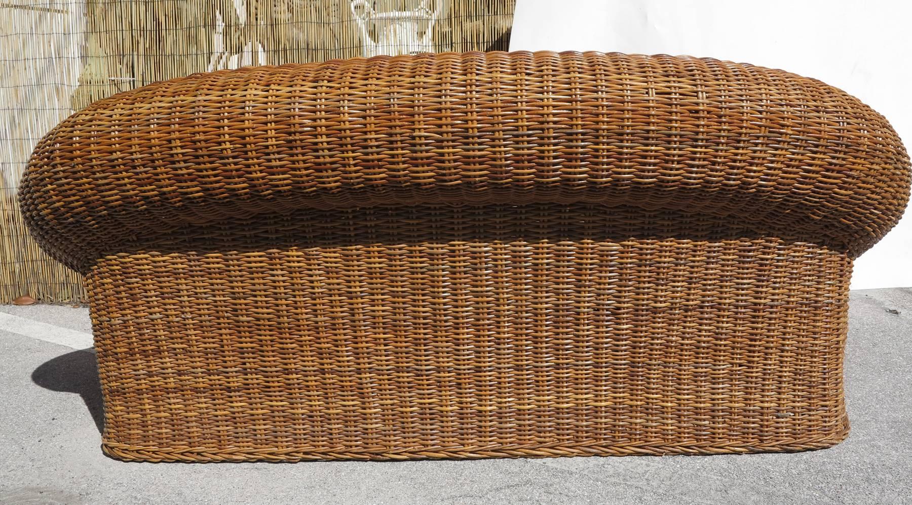 Mid-Century Modern Cane Loveseat by Rattan Works of Atlanta, 1980s